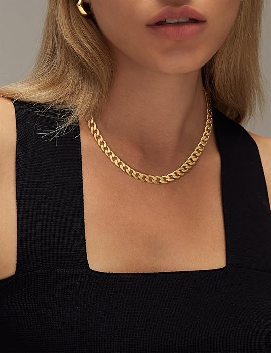 Gold Chunky Cuban Link Chain Necklace Statement Piece