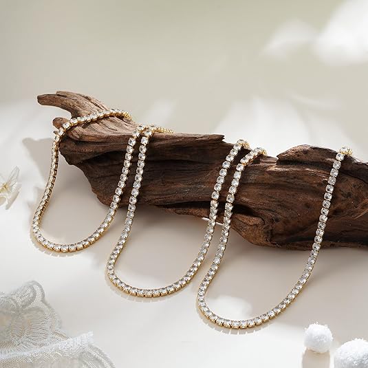 Tennis Necklace Gold | Classic Delicate Chain Necklace