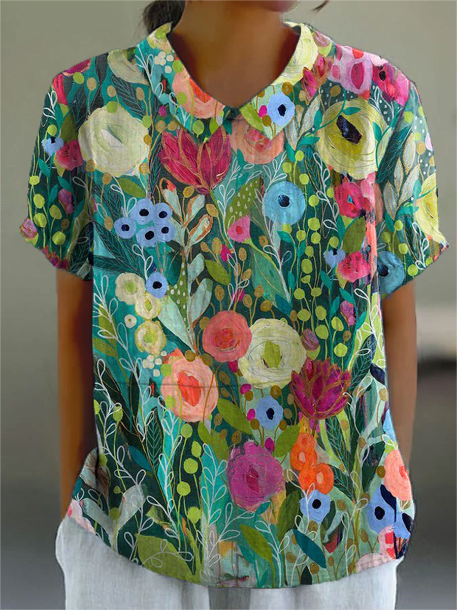 Floral Button Down Shirt Women | Watercolor Print Blouse