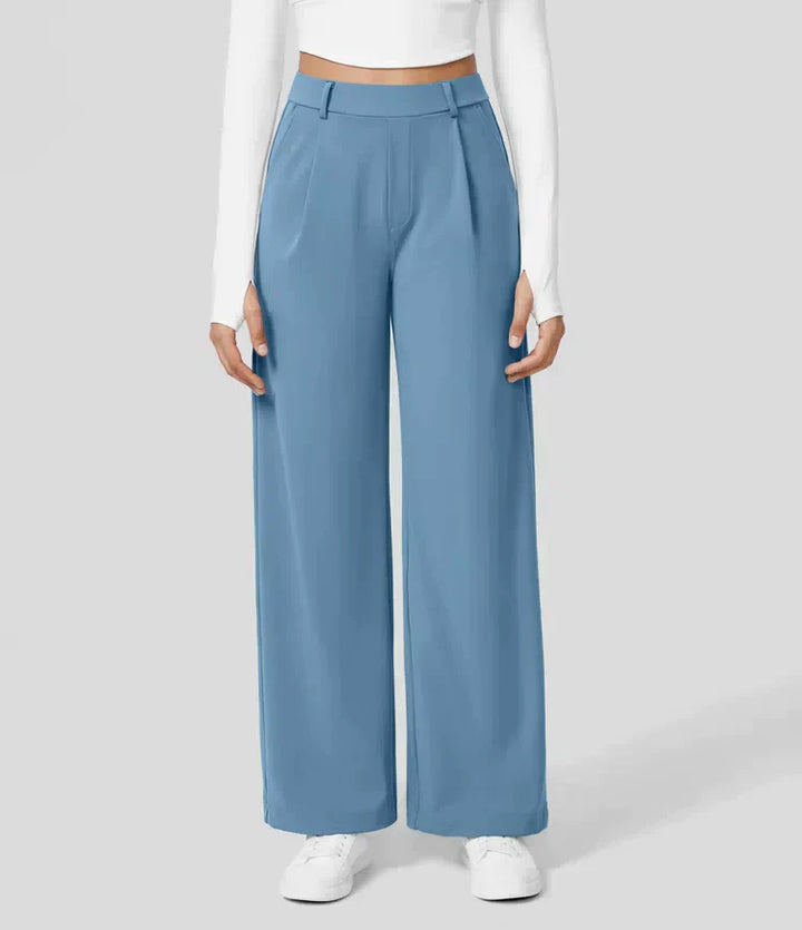 High Rise Stretch Trousers | Comfortable Straight Leg Pants