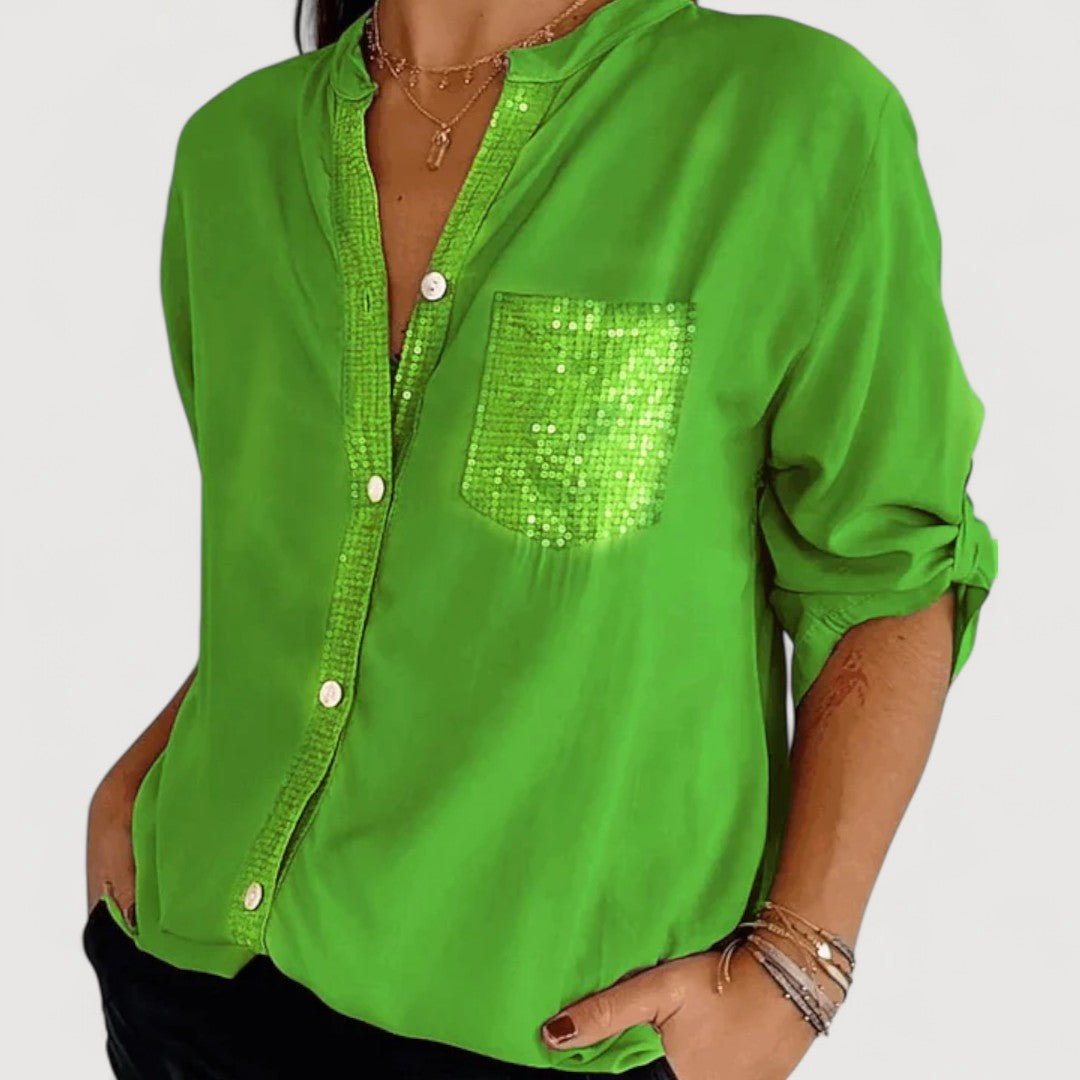 Sequin Detail Blouse for Women - Elegant Sparkle Top