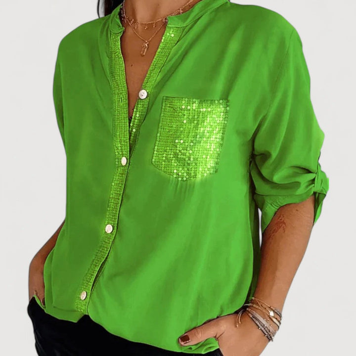 Sequin Detail Blouse for Women - Elegant Sparkle Top