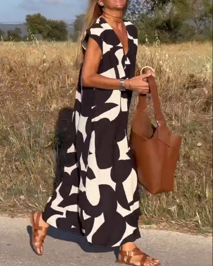 Relaxed Abstract Print Dress for Women | Comfortable Everyday Style