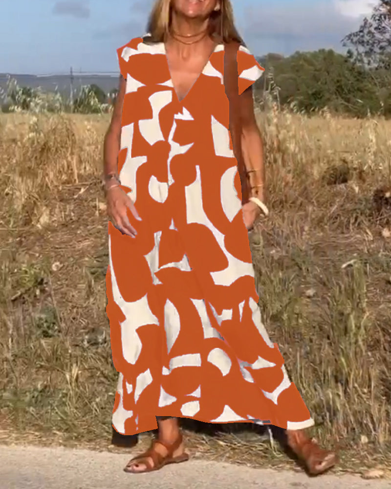 Relaxed Abstract Print Dress for Women | Comfortable Everyday Style