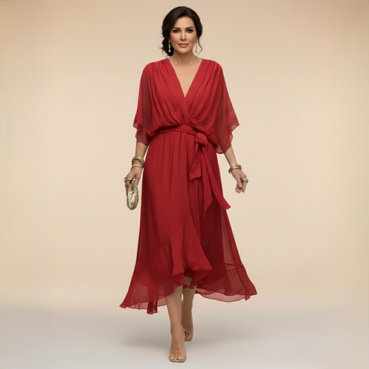 Chiffon V-Neck Maxi Dress for Women