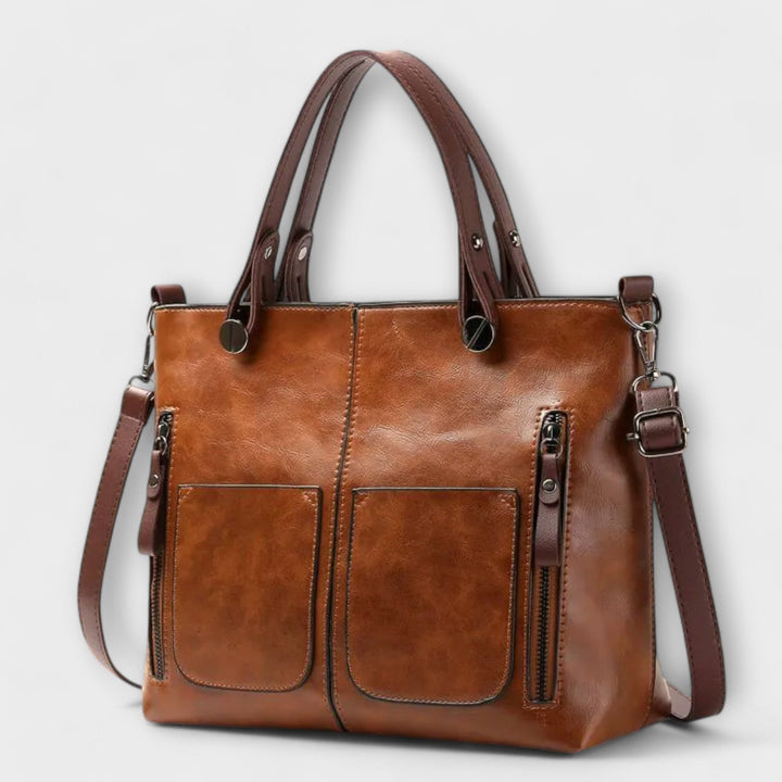 Leather Tote Bag for Work and Travel - Spacious Elegant Design
