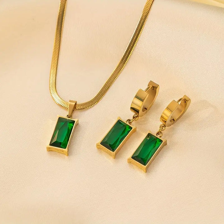 Gold Jewelry Set - Elegant Necklace and Earring Set for Women