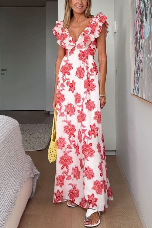 Floral Maxi Dress with Ruffle Detail for Women