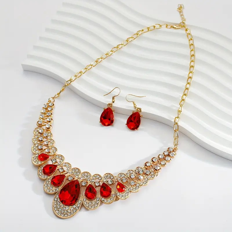 Gold Jewelry Set - Elegant Necklace Earring Bracelet Collection