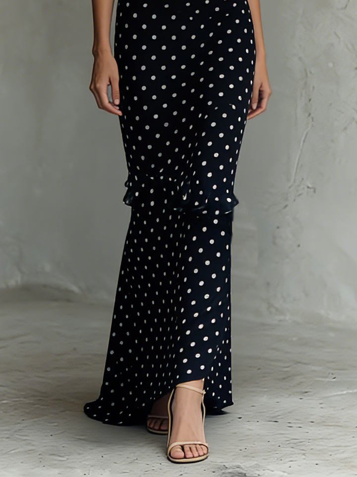 Polka Dot Maxi Dress Chiffon Sleeveless V-Neck Summer Dress