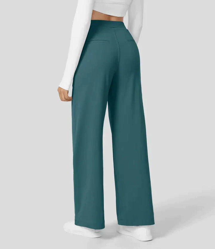 High Rise Stretch Trousers | Comfortable Straight Leg Pants