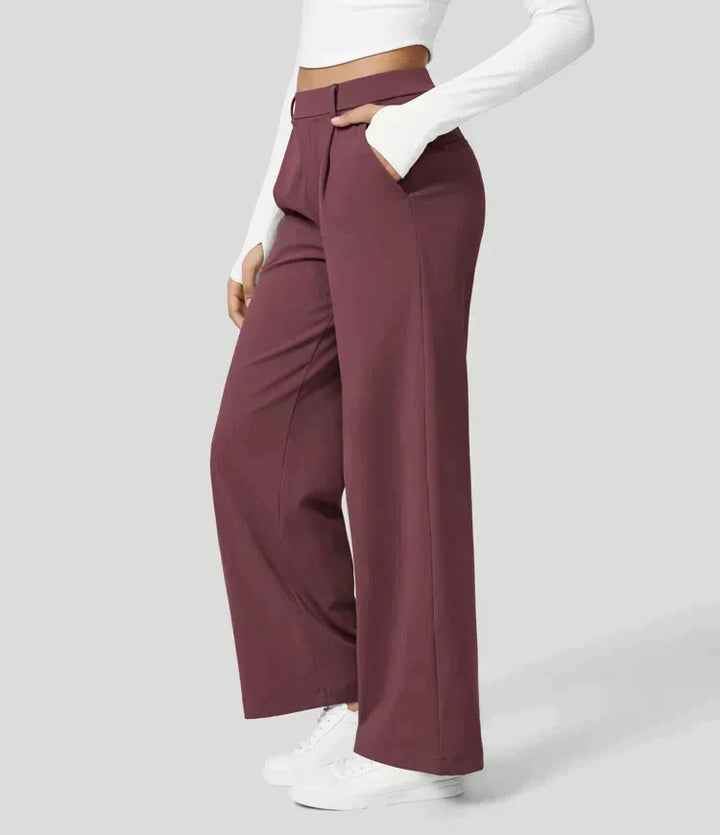 High Rise Stretch Trousers | Comfortable Straight Leg Pants