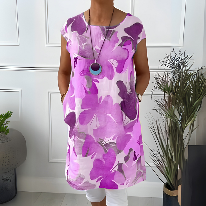 Butterfly Print Dress for Women - Relaxed Fit Summer Dress