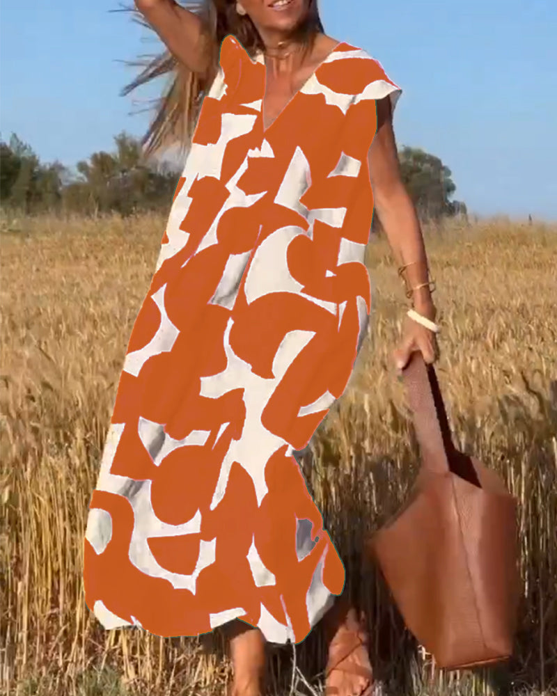 Relaxed Abstract Print Dress for Women | Comfortable Everyday Style