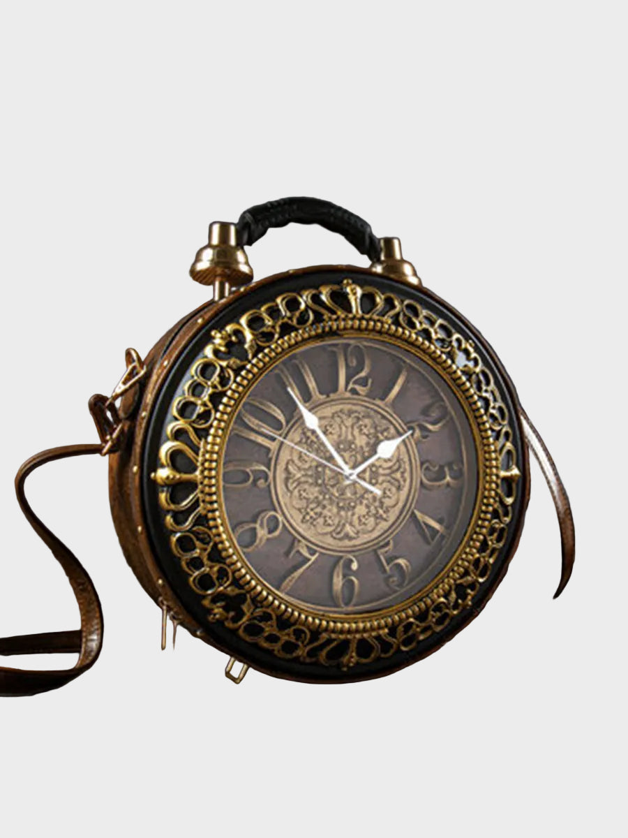 Vintage Pocket Watch Crossbody Bag with Working Clock