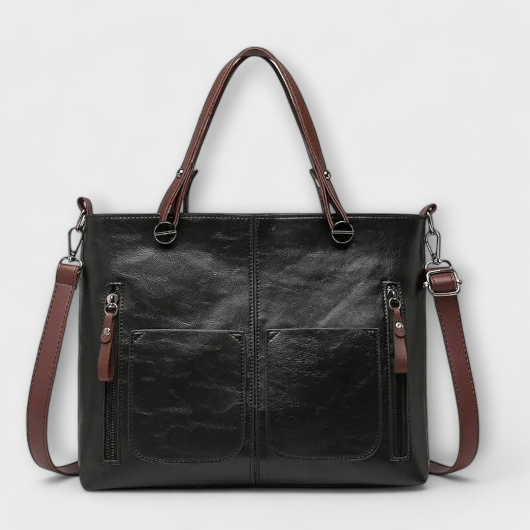 Leather Tote Bag for Work and Travel - Spacious Elegant Design