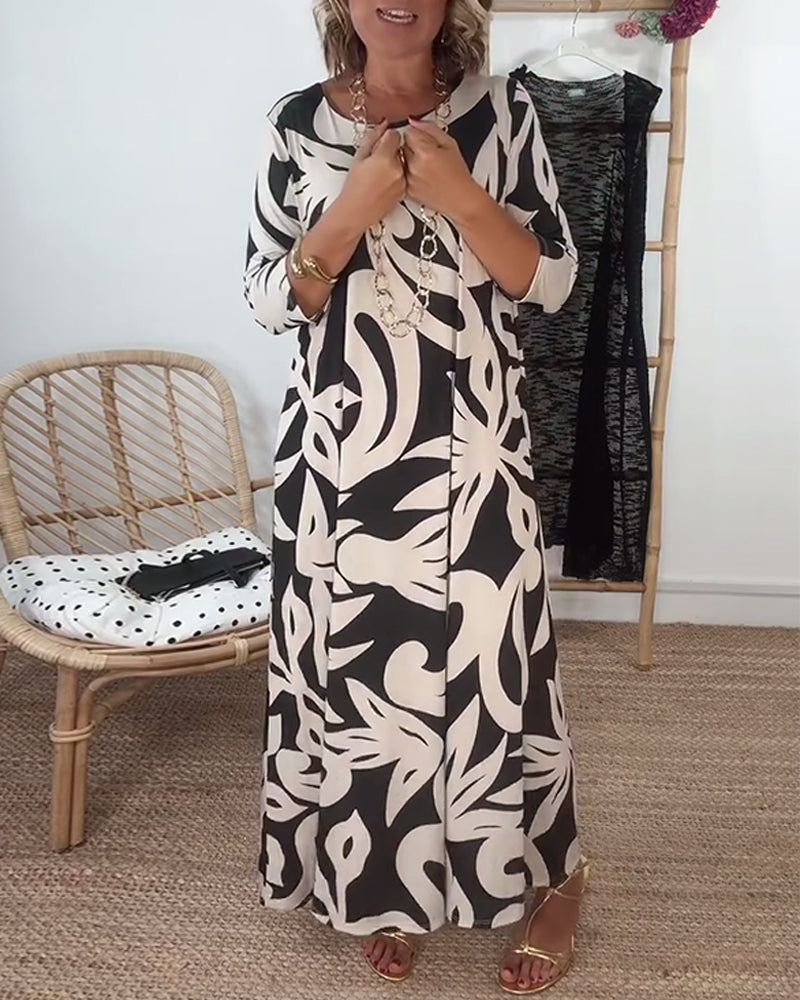 Abstract Print Dress for Women - Timeless Elegant Style