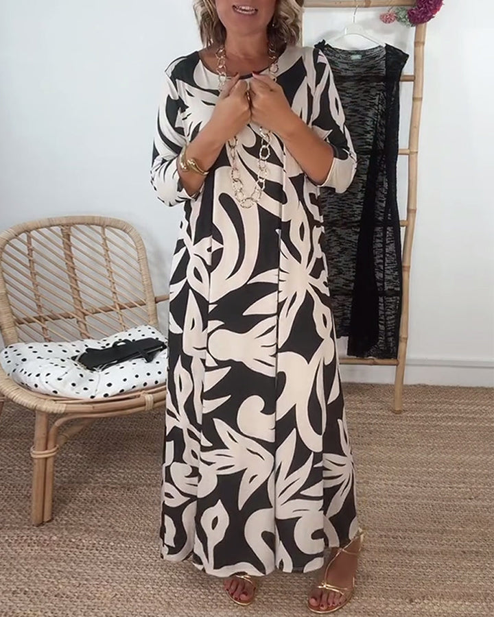 Abstract Print Dress for Women - Timeless Elegant Style