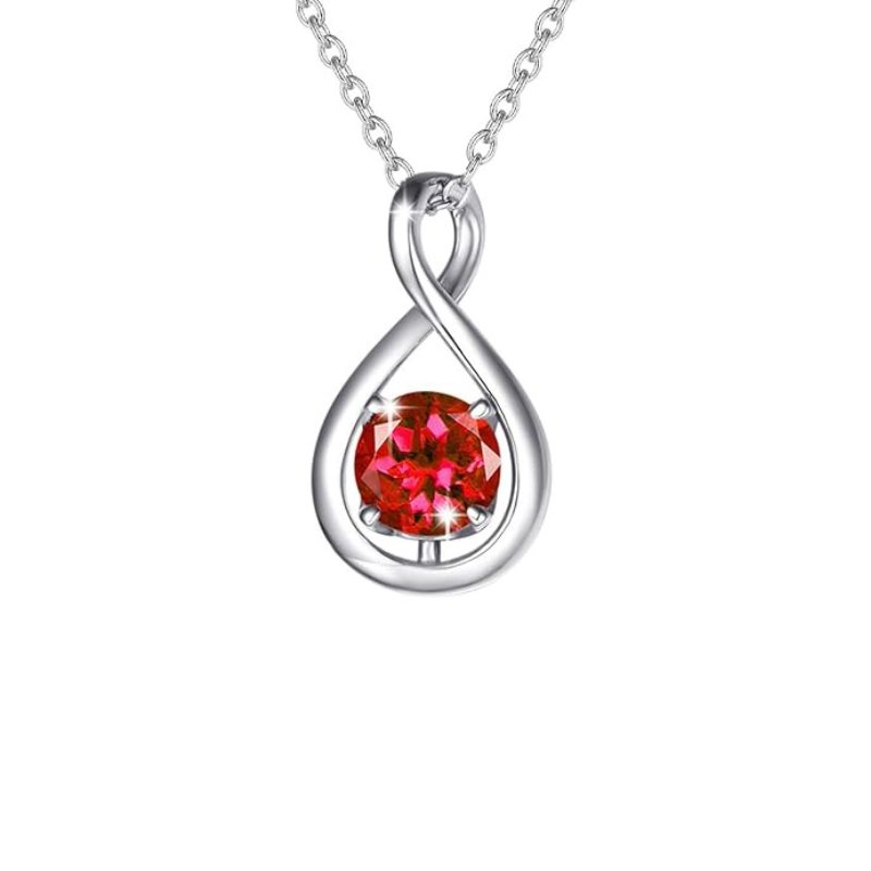 Infinity Pendant Necklace | White Gold Ruby Charm Jewelry