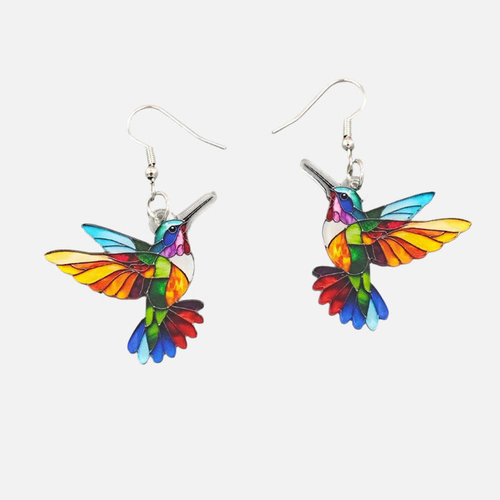 Statement Hummingbird Earrings - Colorful Lightweight Dangle Drops