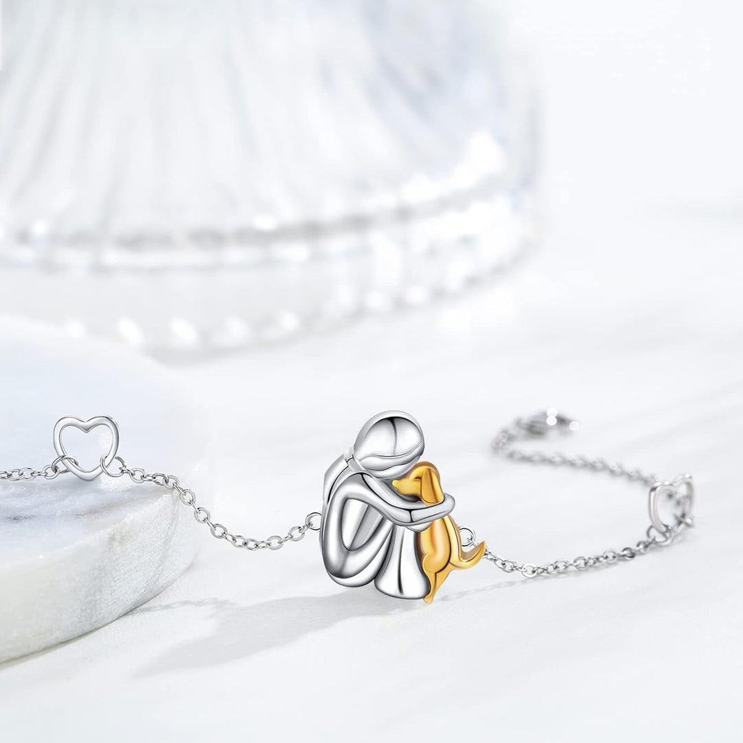 Dog Charm Bracelet Adjustable Gold Silver Pet Lover Gift