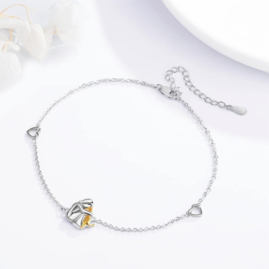 Dog Charm Bracelet Adjustable Gold Silver Pet Lover Gift