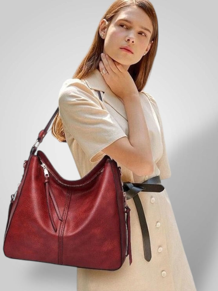 Leather Tote Bag for Women with Multiple Pockets