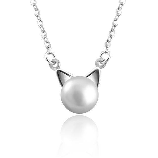Pearl Cat Necklace Earrings Ring Set Sterling Silver
