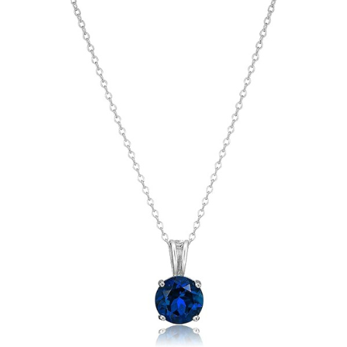 Sapphire Pendant Necklace in White Gold | Round Cut Gemstone
