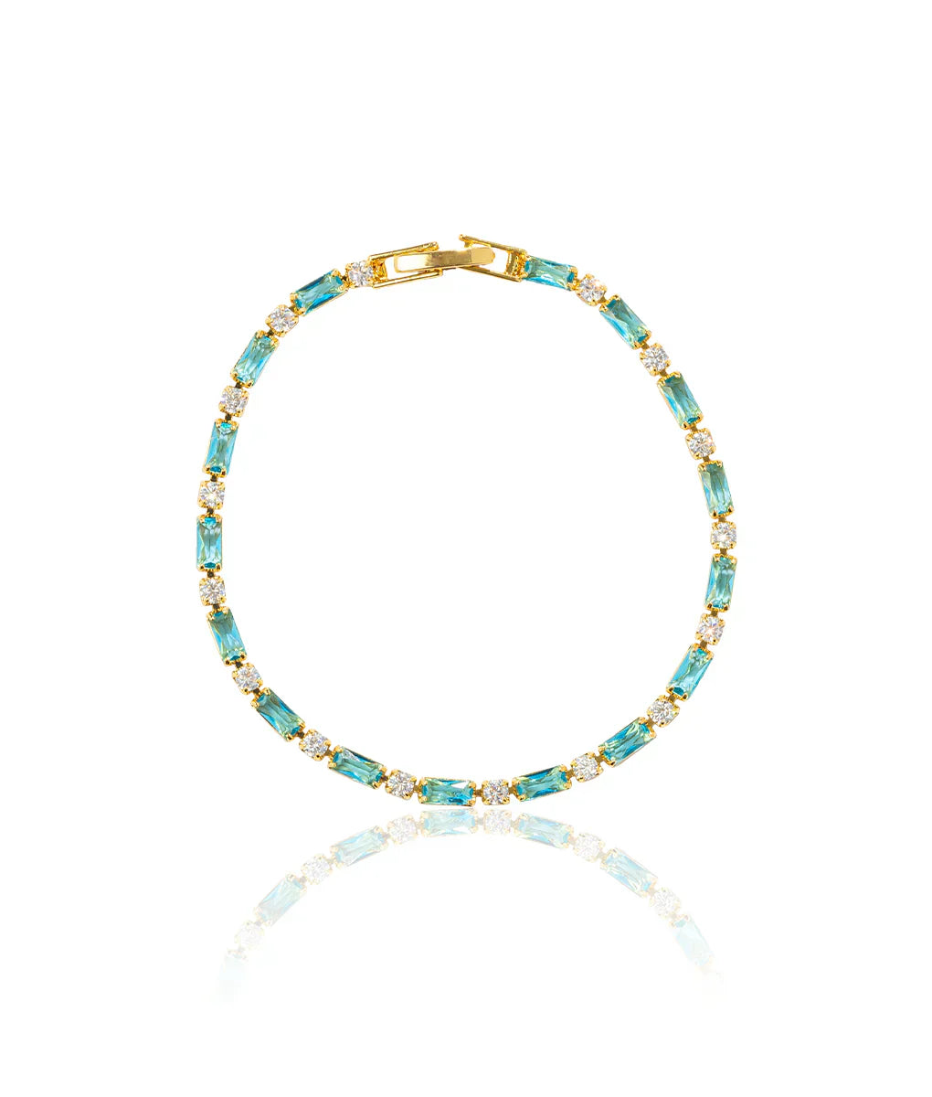 Turquoise Stone Bracelet with Gold Accents for Women