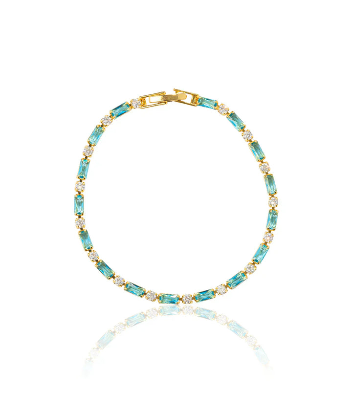 Turquoise Stone Bracelet with Gold Accents for Women