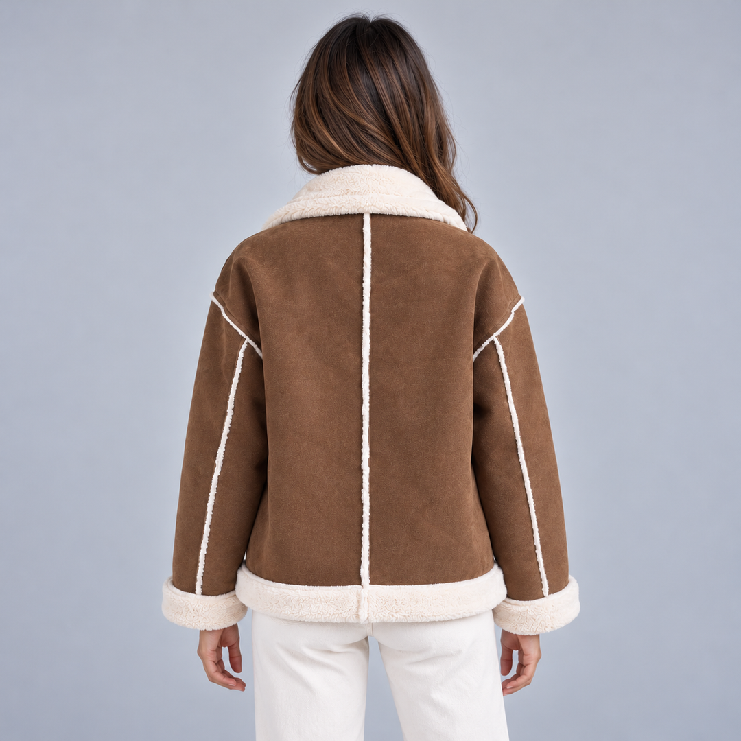 Women's Suede-Look Borg Aviator Jacket