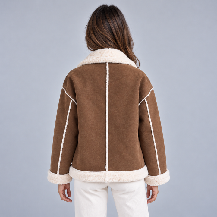 Women's Suede-Look Borg Aviator Jacket