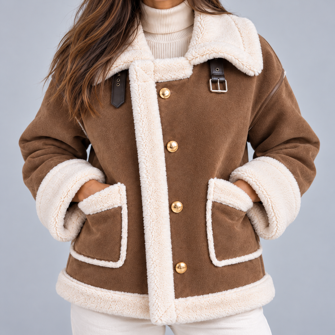 Women's Suede-Look Borg Aviator Jacket