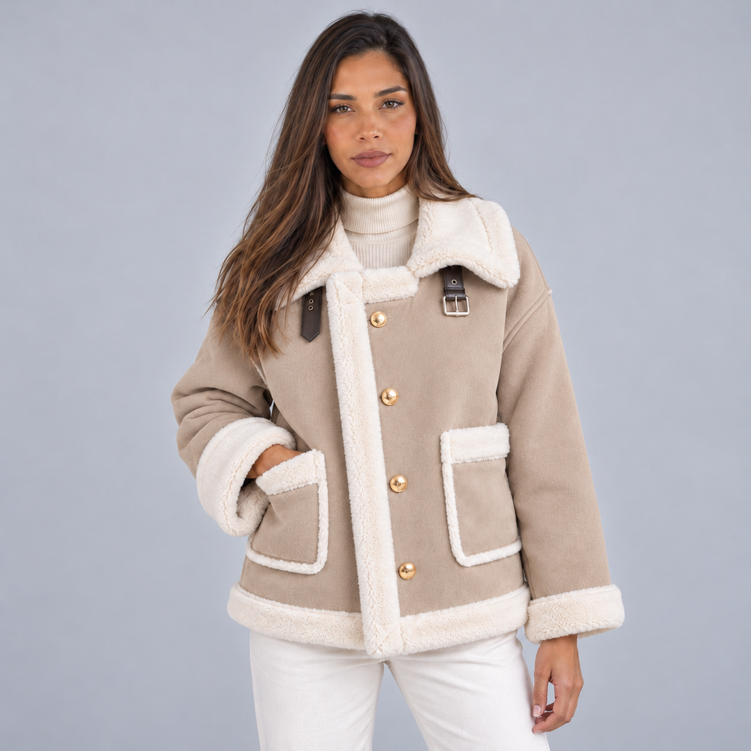 Women's Suede-Look Borg Aviator Jacket