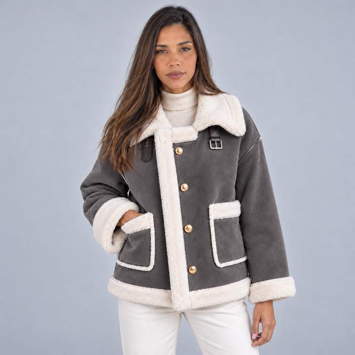 Women's Suede-Look Borg Aviator Jacket