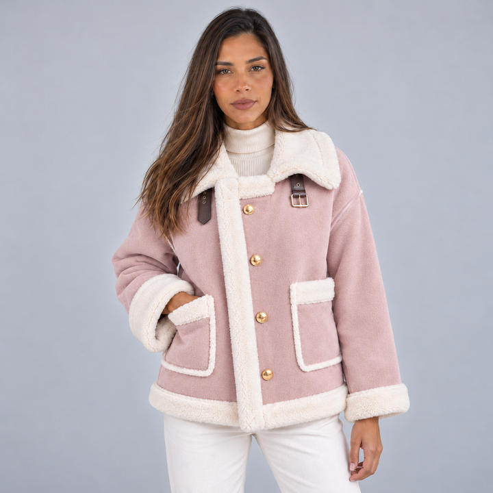 Women's Suede-Look Borg Aviator Jacket