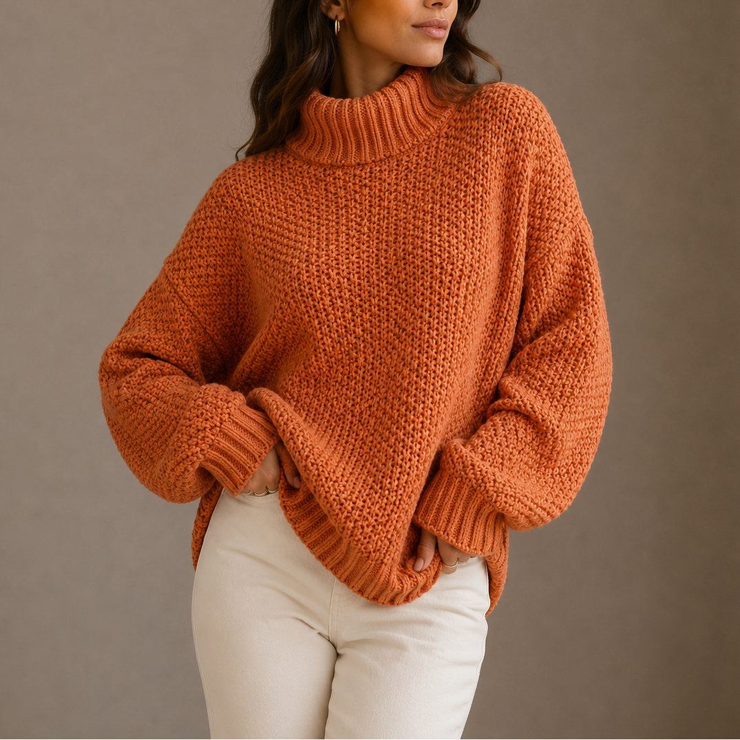 Women's Chunky Knit Oversized Turtleneck Sweater