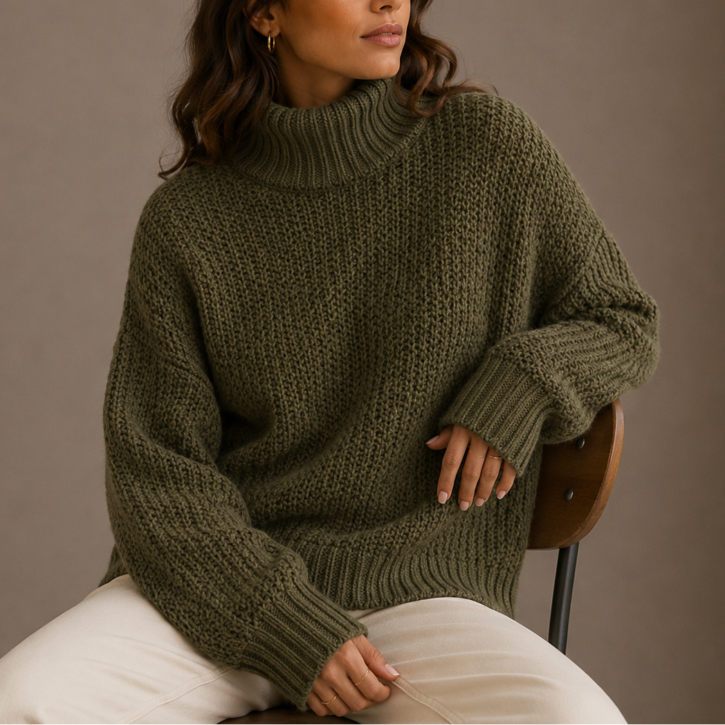 Women's Chunky Knit Oversized Turtleneck Sweater