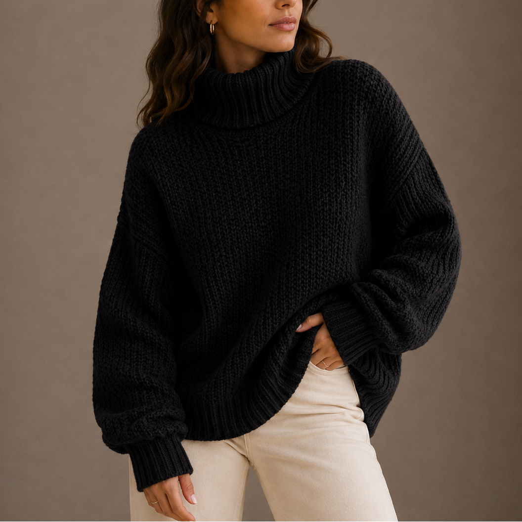 Women's Chunky Knit Oversized Turtleneck Sweater