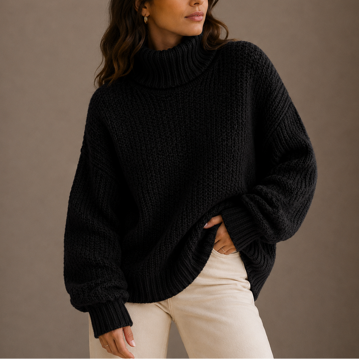 Women's Chunky Knit Oversized Turtleneck Sweater