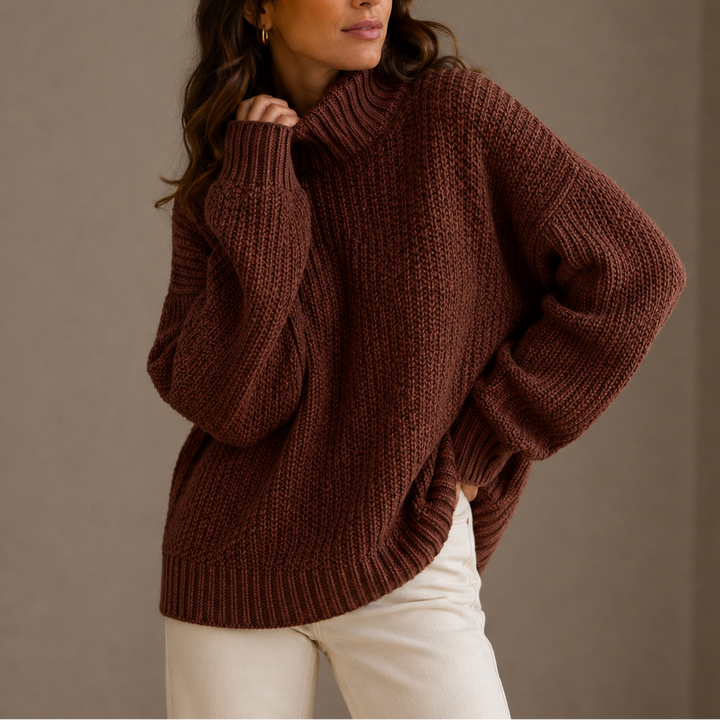 Women's Chunky Knit Oversized Turtleneck Sweater