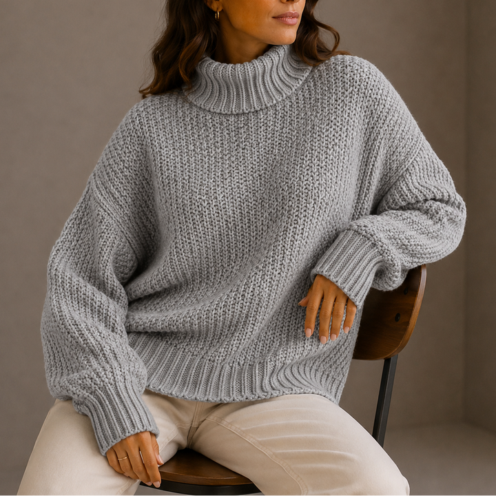 Women's Chunky Knit Oversized Turtleneck Sweater
