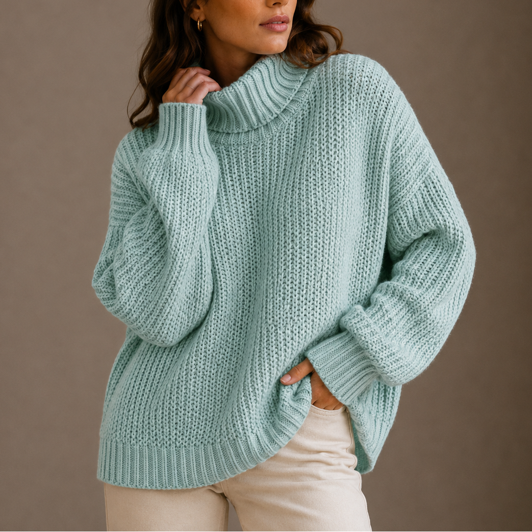 Women's Chunky Knit Oversized Turtleneck Sweater