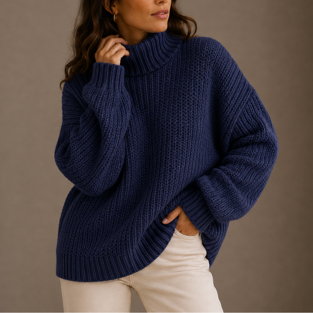 Women's Chunky Knit Oversized Turtleneck Sweater