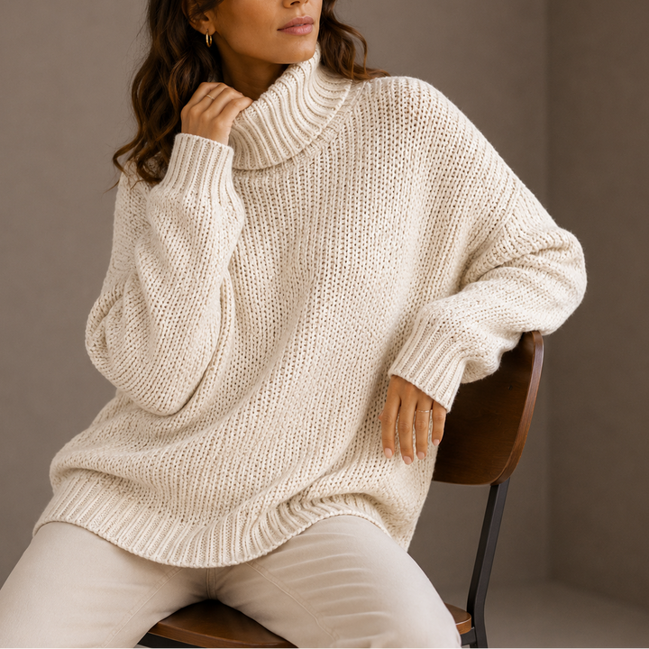 Women's Chunky Knit Oversized Turtleneck Sweater