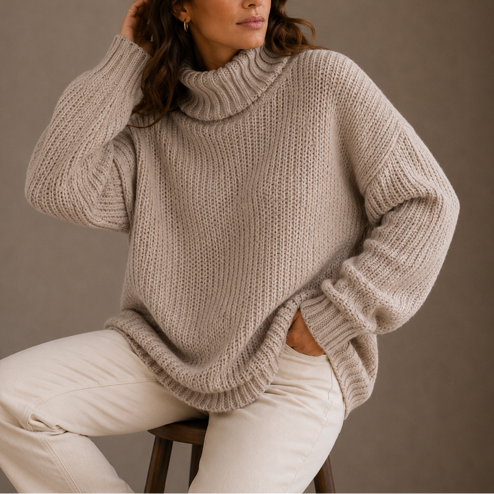Women's Chunky Knit Oversized Turtleneck Sweater