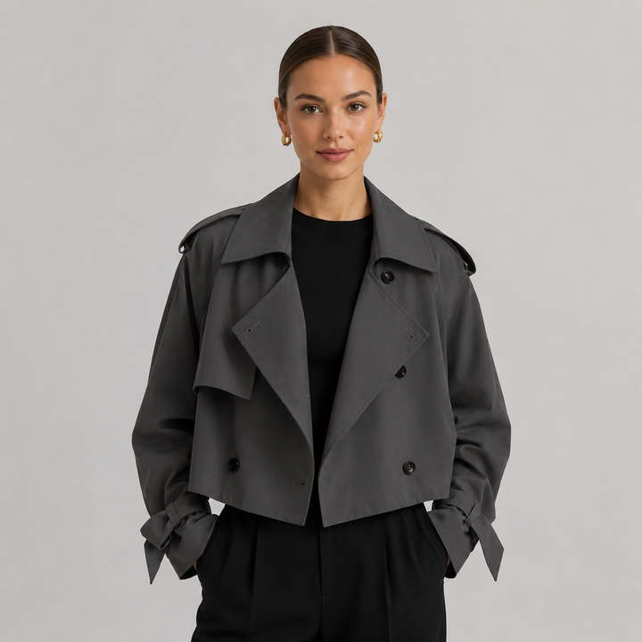 Women's Cropped Double-Breasted Trench Coat