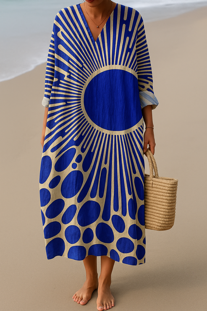 Horizon Print Dress for Women - Relaxed Fit Tunic Dress