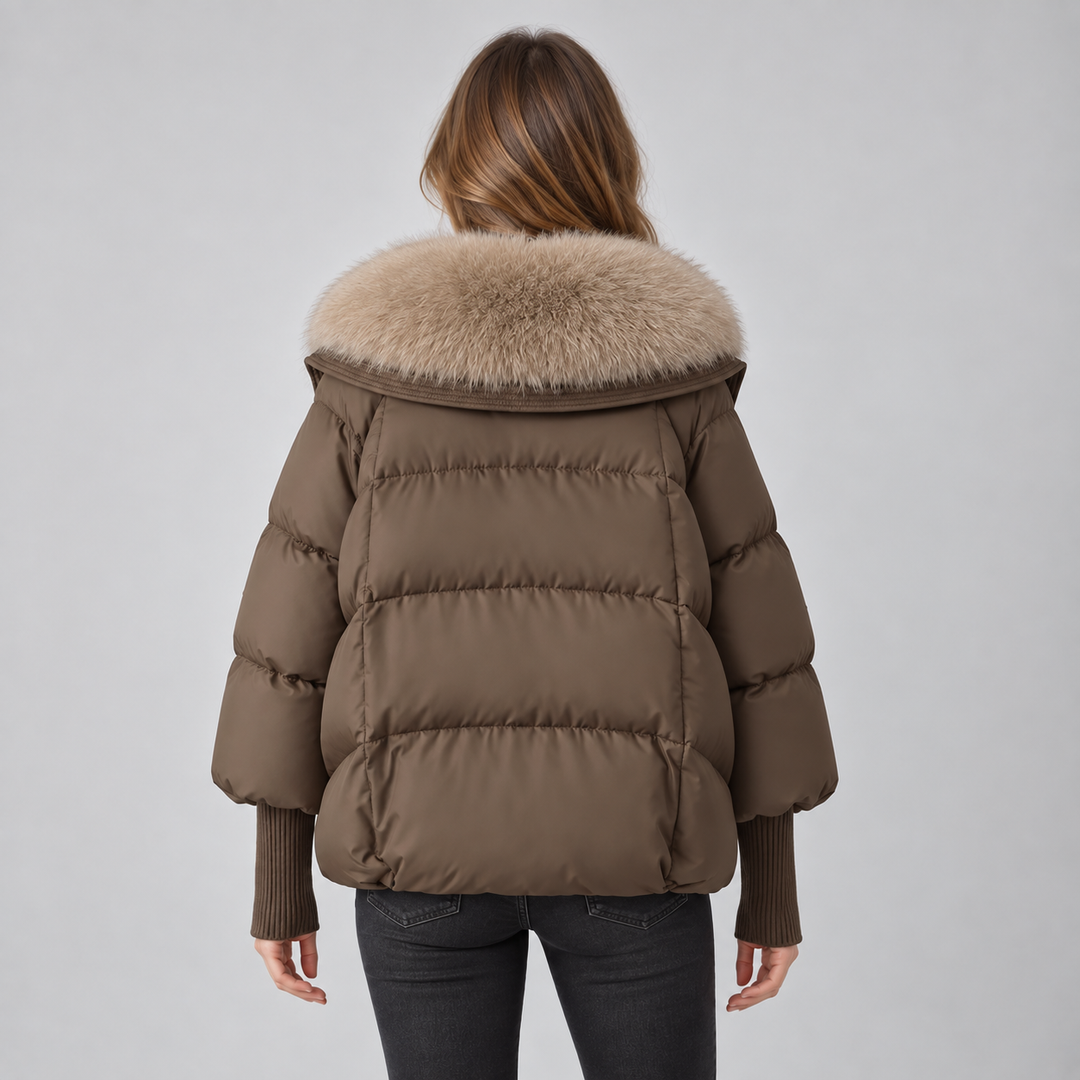 Women's Padded Parka Coat with Faux Fur Collar